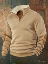 Pull à col en fourrure demi-zip de couleur unie pour hommes